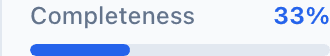 The completeness meter reading Completeness 33% with a partly-filled progress bar.