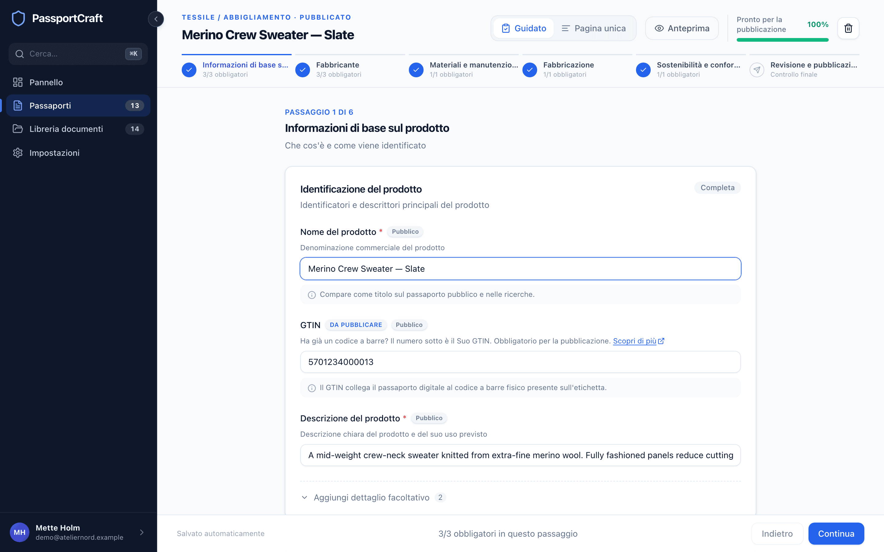 PassportCraft — Editor guidato